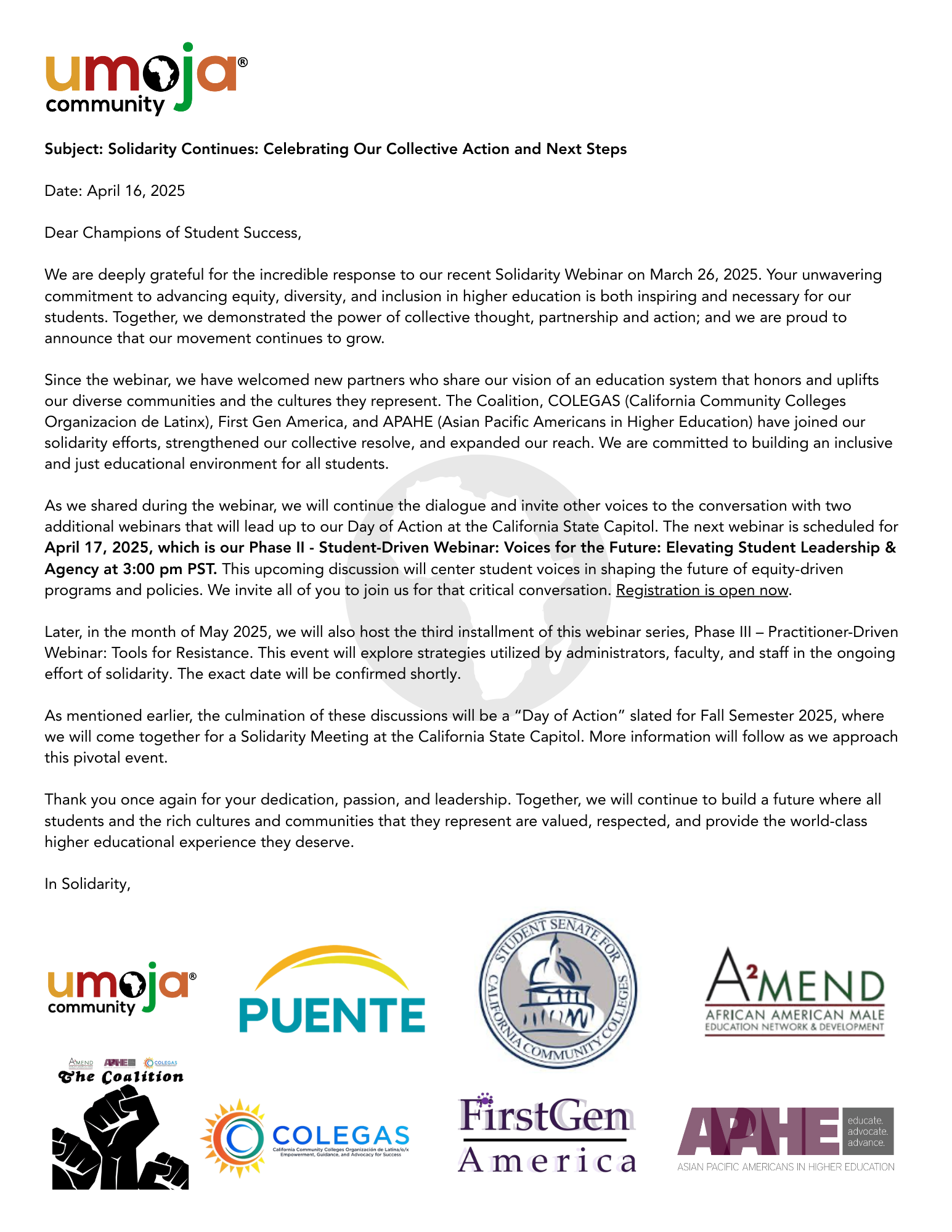 Solidarity Continues: Celebrating Our Collective Action and Next Steps